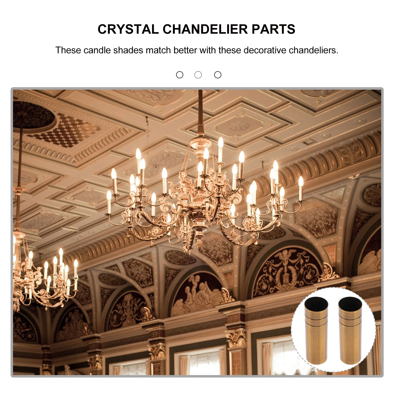 

2pcs Chandelier Light Base Sleeve Thick Iron Simple Golden DIY Crystal Parts Candelabra Base Socket Lamp Cover Metal Bulb