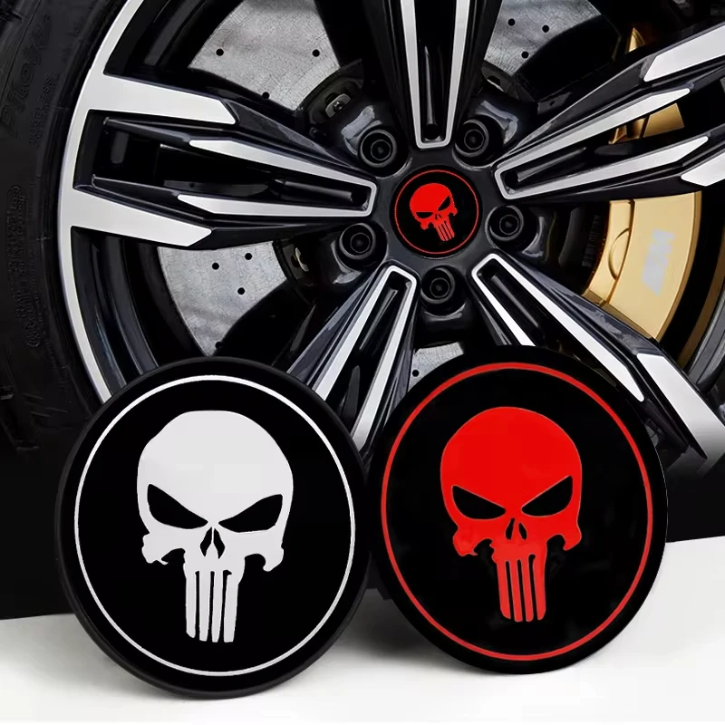 4PCS 56MM 60MM Skull Emblem Wheel Center Hub Cap Car Rims Dust-proof Cover Hubcaps Sticker Auto Styling Accessories