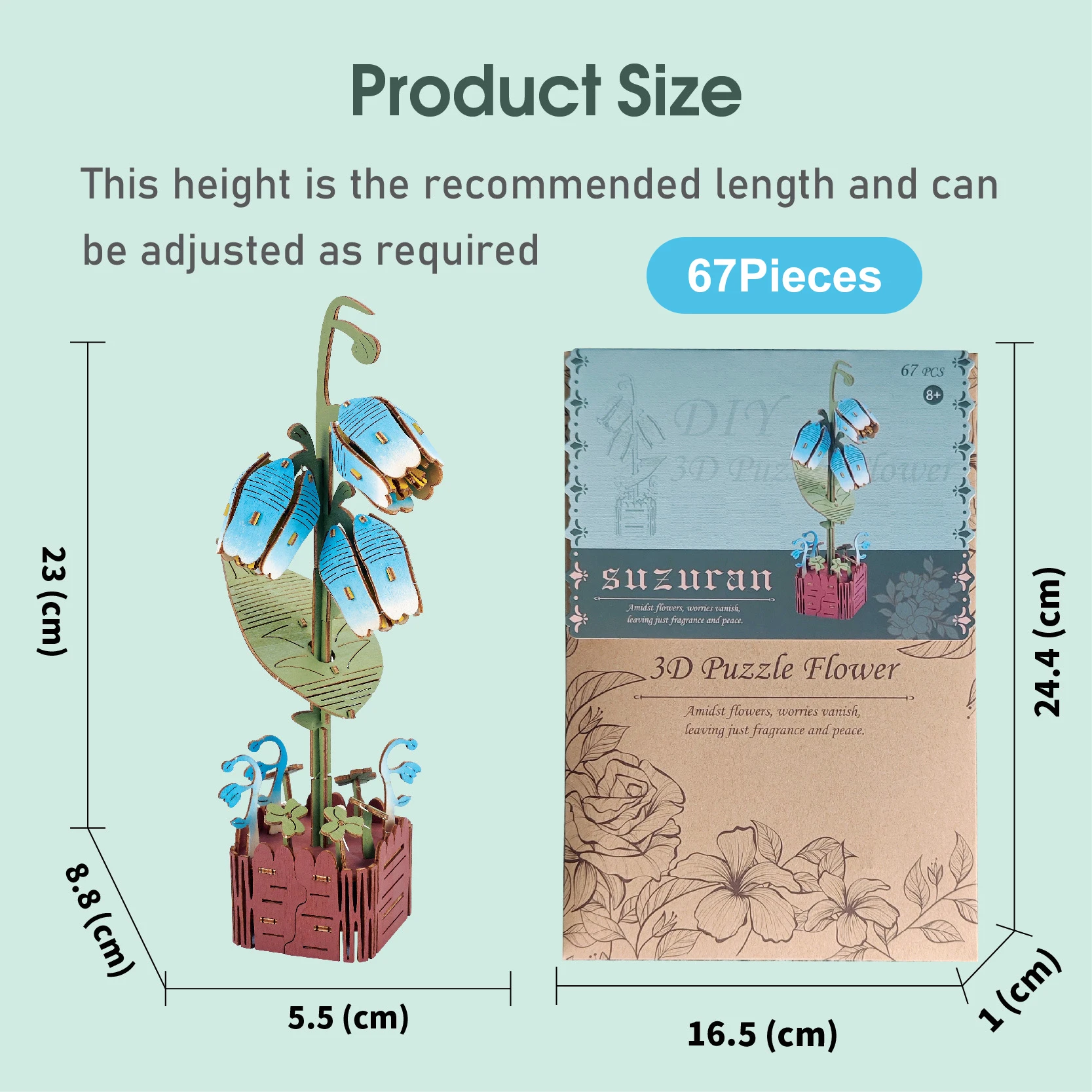 Puzzle 3D en bois, Bouquet de fleurs, jouet éducatif Montessori pour enfants, bricolage, modèle artisanal de fleurs en bois, fleurs éternelles, décoration de maison