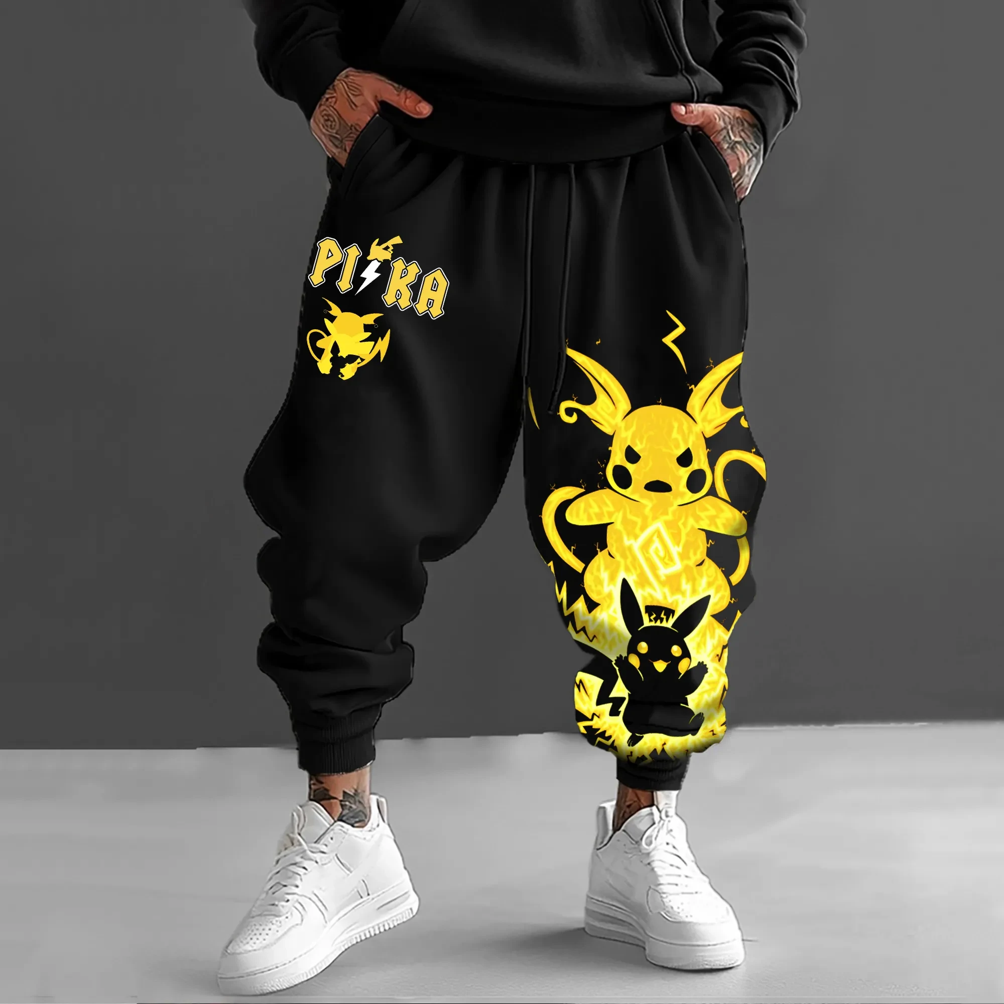 Pokémon Plus Size Men's Sweetpants 2025 Autumn/winter New Pikachu Anime Print American Street Hip-hop Loose Casual Cotton Pants
