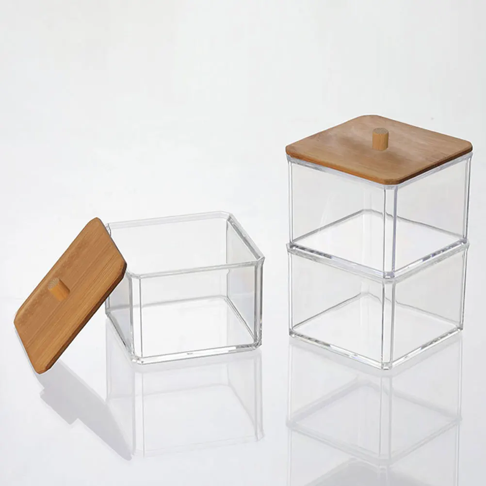 

Storage Box Beauty Organiser Jars Makeup Pads Container Cotton Case Holder Acrylic with Lid Baby
