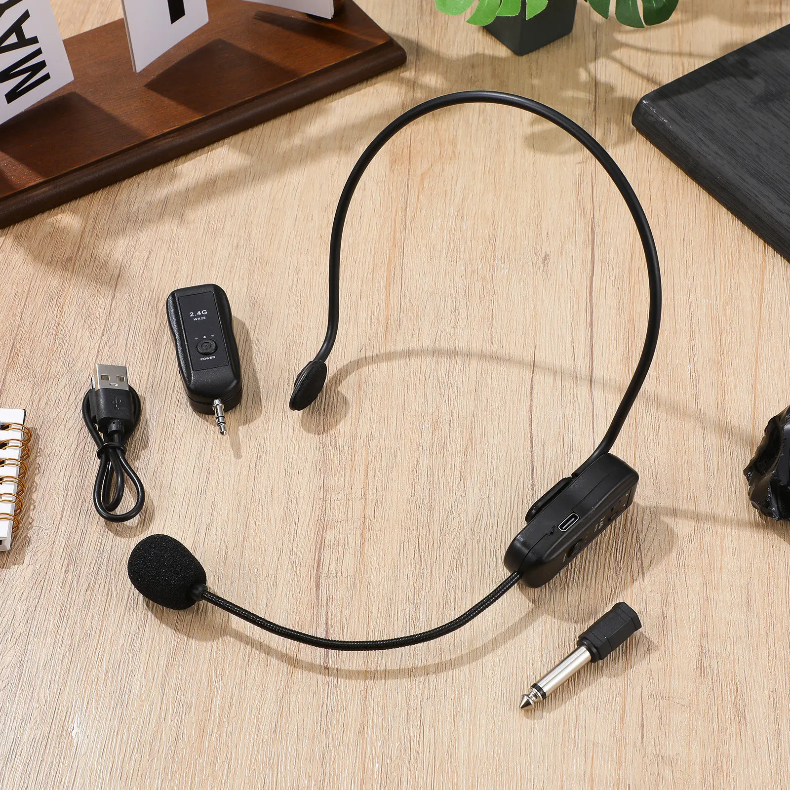 2Pcs Wireless Headset Microphone Portable Mic Wireless System for Teachers Singers Speakers Classroom Performance Clear Sound