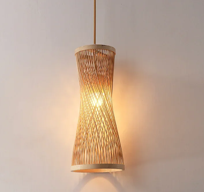 Artistic Woven Hanging Light Ceiling Lamp for Home Cafe Bar Decorate Restaurant Lighting Chinese Style Rattan Bamboo Chandelier