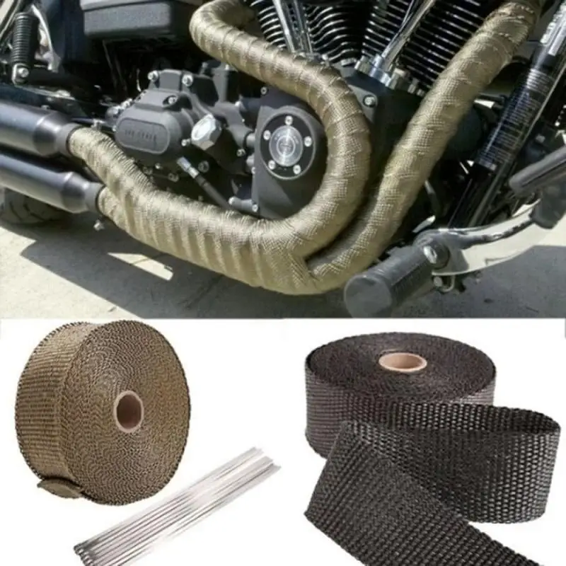 1 Roll 5M Fiberglass Heat Shield Car Motorcycle Exhaust Thermal Tape Header Pipe Heat Wrap Tape Thermal Protection Pipe Insulat