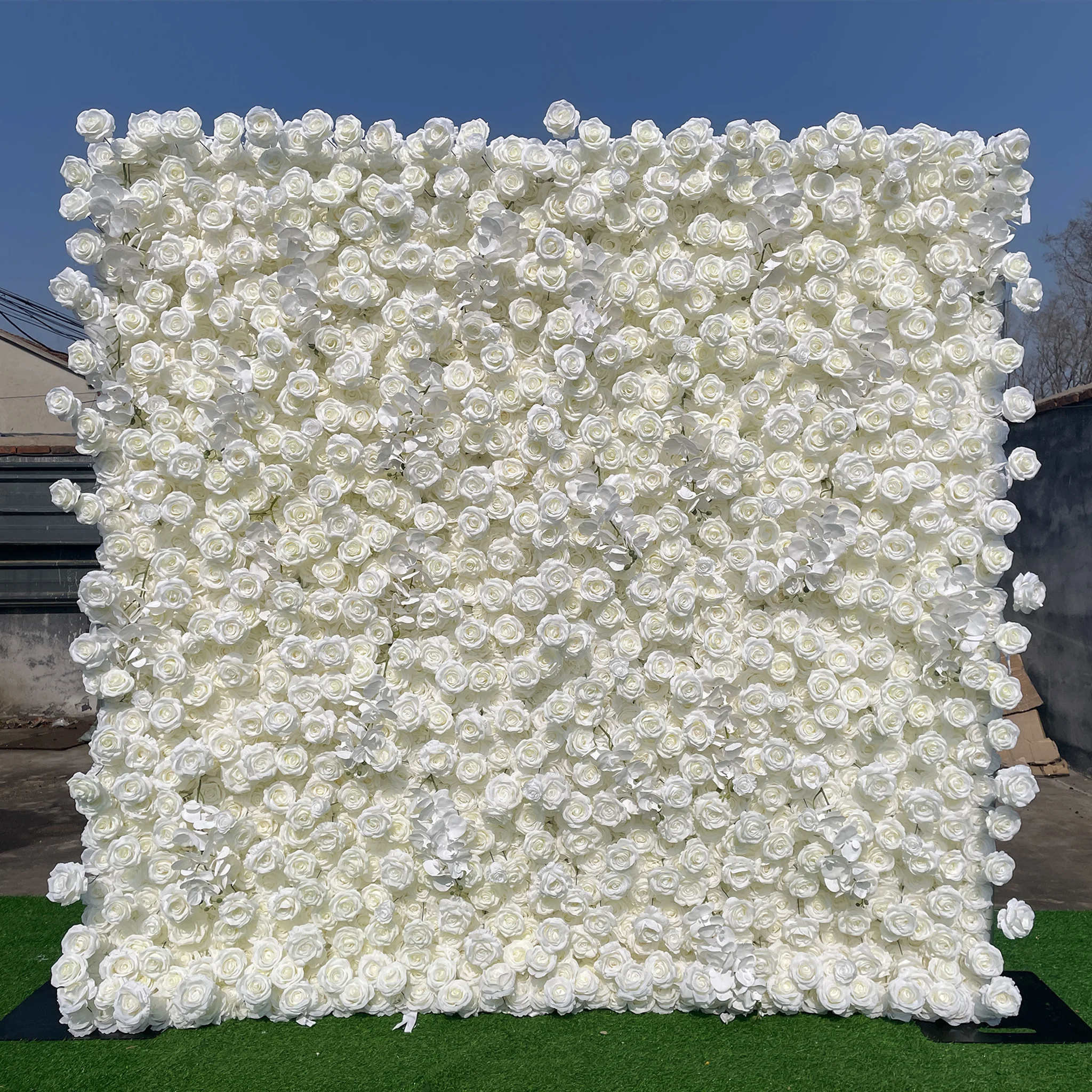 

Wholesale Popular Wedding Decoration Roll Up Flower Wall 3D Floral Cloth Flower Wall White Flower Wall Backdrop For Wedding