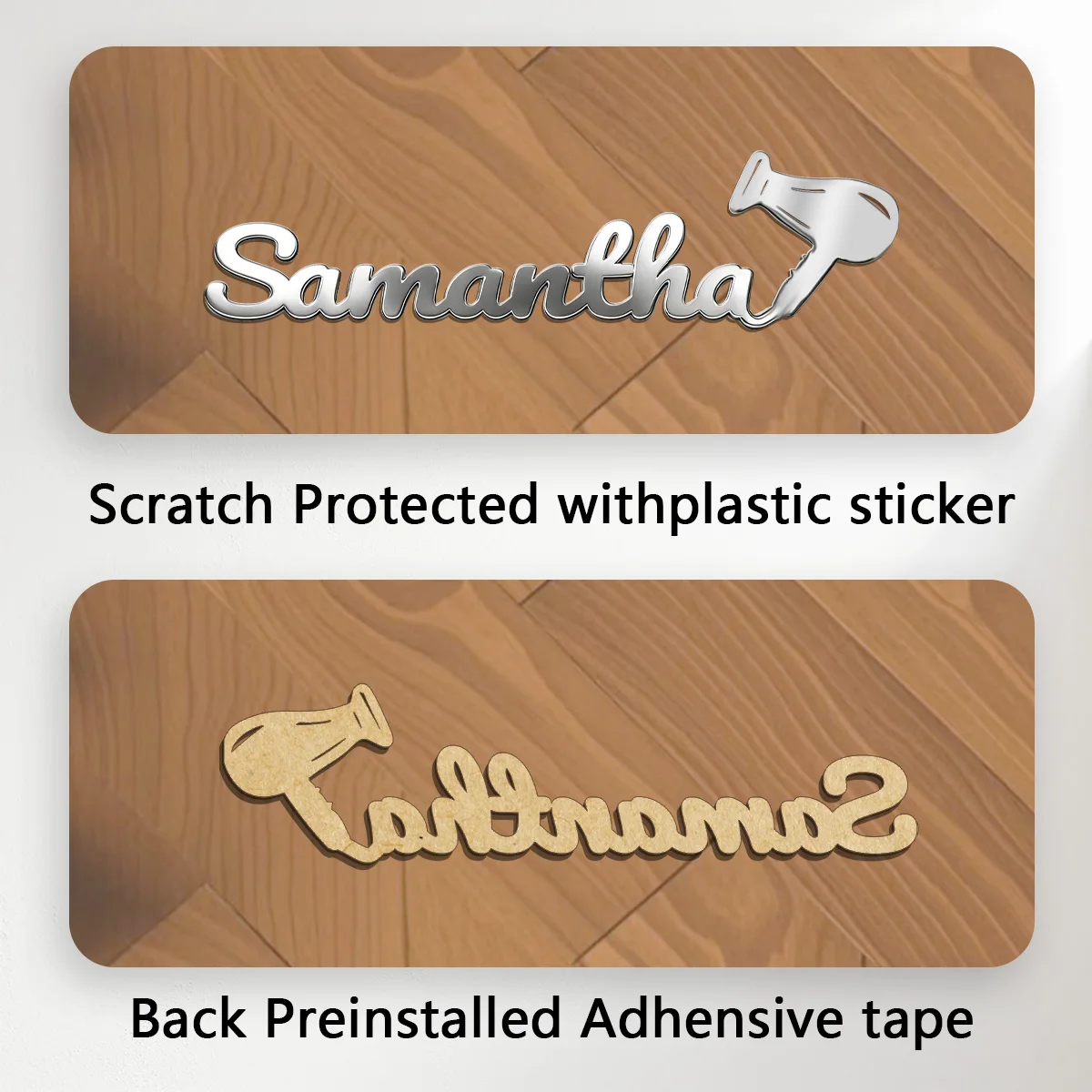 Custom Name 3D Metal Stickers Hair Dryer Car Logo Badge Shop Signboard Emblem Decal Car Styling Decor Auto Supplies Barber Gifts