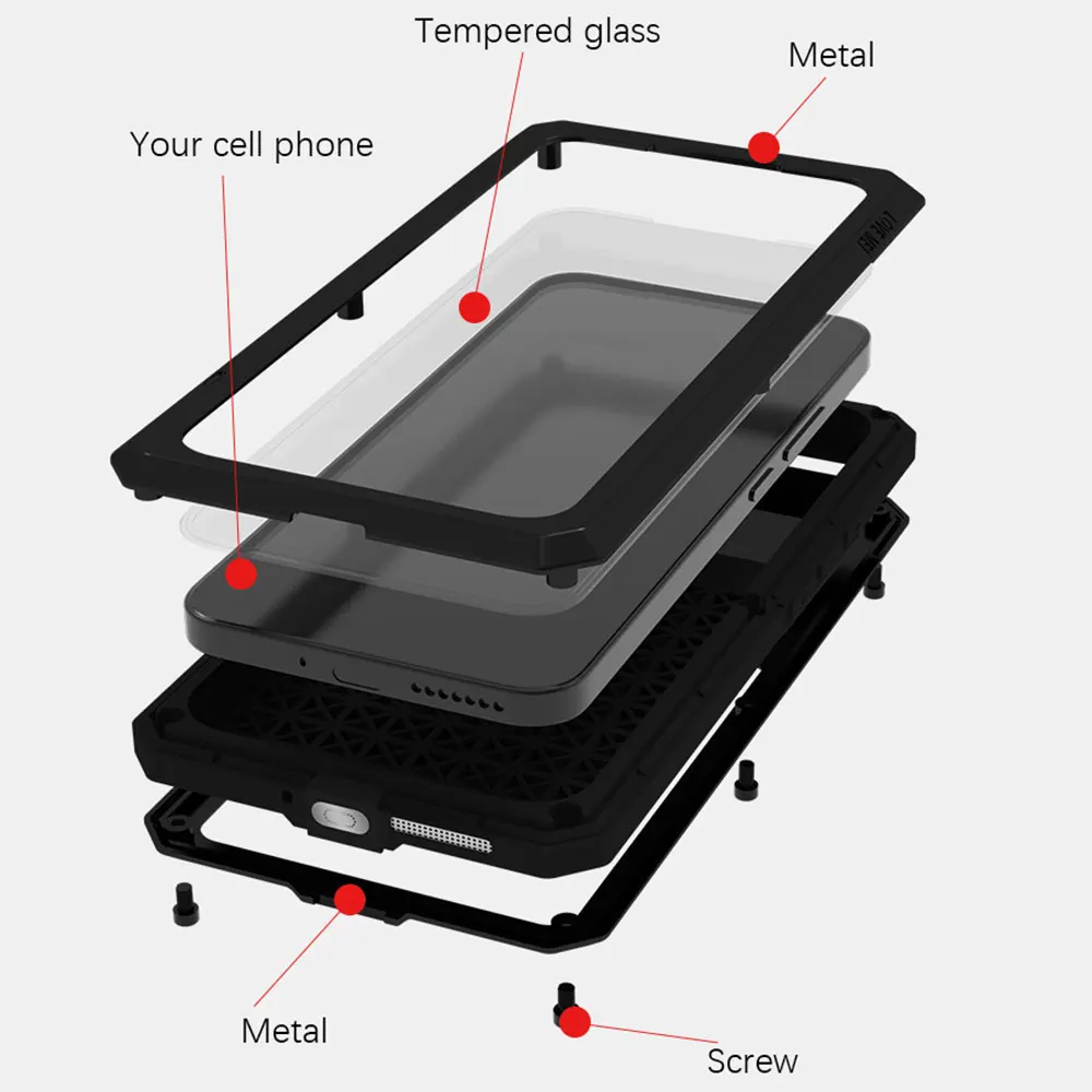 LOVE MEI Full Body For Xiaomi 14 Pro Case Xiaomi14 Mi Metal Armor Cover Shockproof Silicone Shell Built-in Screen Protector