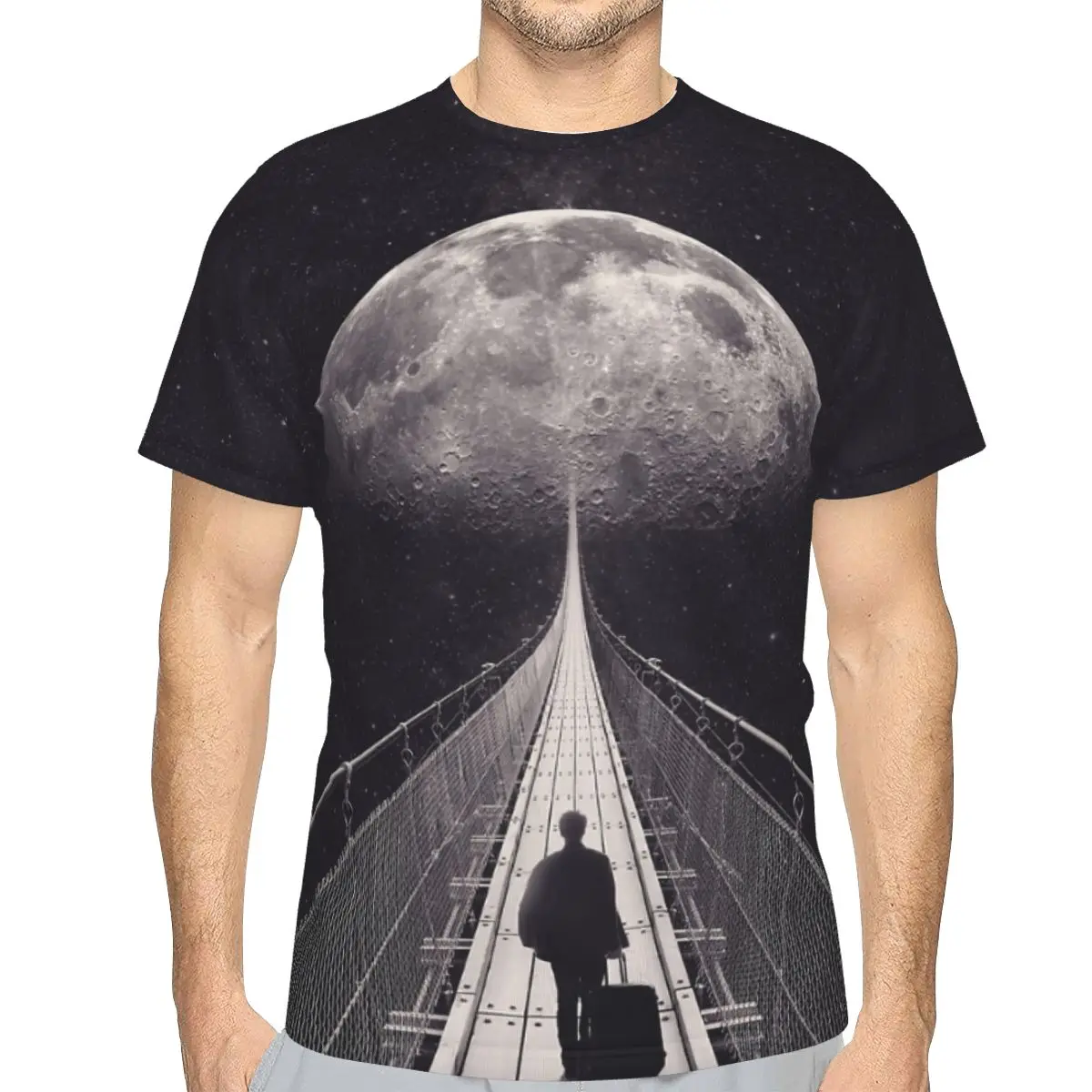 

Мужские футболки из полиэстера Space Trip, топы в стиле Харадзюку, тонкая футболка с круглым вырезом