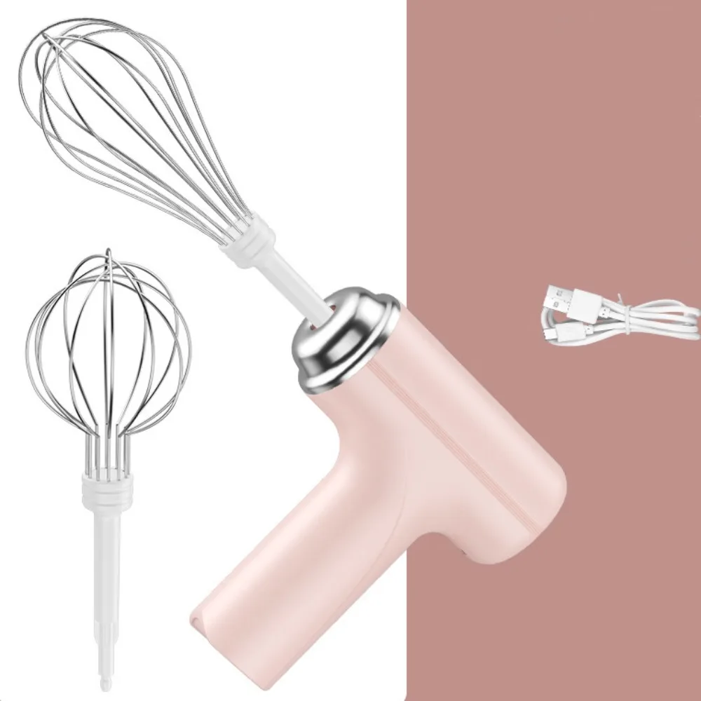 

Easy To Clean Handheld Wireless Electric Egg Beater Rechargeable 3 Speed Cream Whipper Replaceable Whisk Head Food Blender Cake