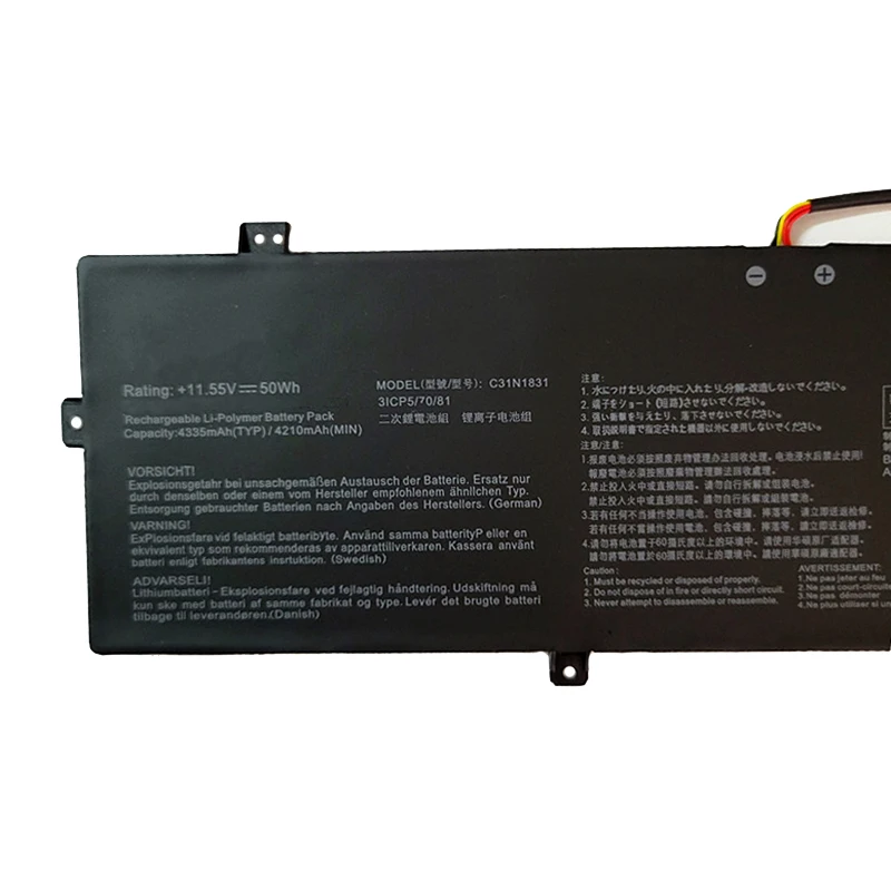 Laptop Battery C31N1831 11.55V/50Wh 0B200-03330200 For ZenBook 14 UX433FA UX433FN UX433FQ P3540FA P3548FA P574FA PE574FA PX574F