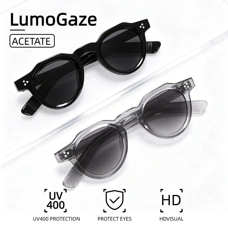 Image of LumoGaze Modische Vintage-Sonnenbrille mit Nieten-Design für Damen, Luxus-Marken-Designer-Sonnenbrille für Herren, UV400-Schutz, Nylon-Gläser