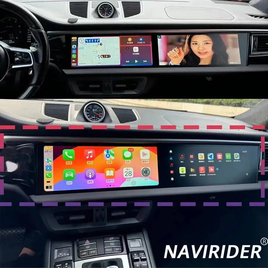 For Porsche Macan 2011-2017 Radio Android 2din Car multimedia Video Player HU 8G+256GB 4G LTE wireless Dual Screen BT Carplay