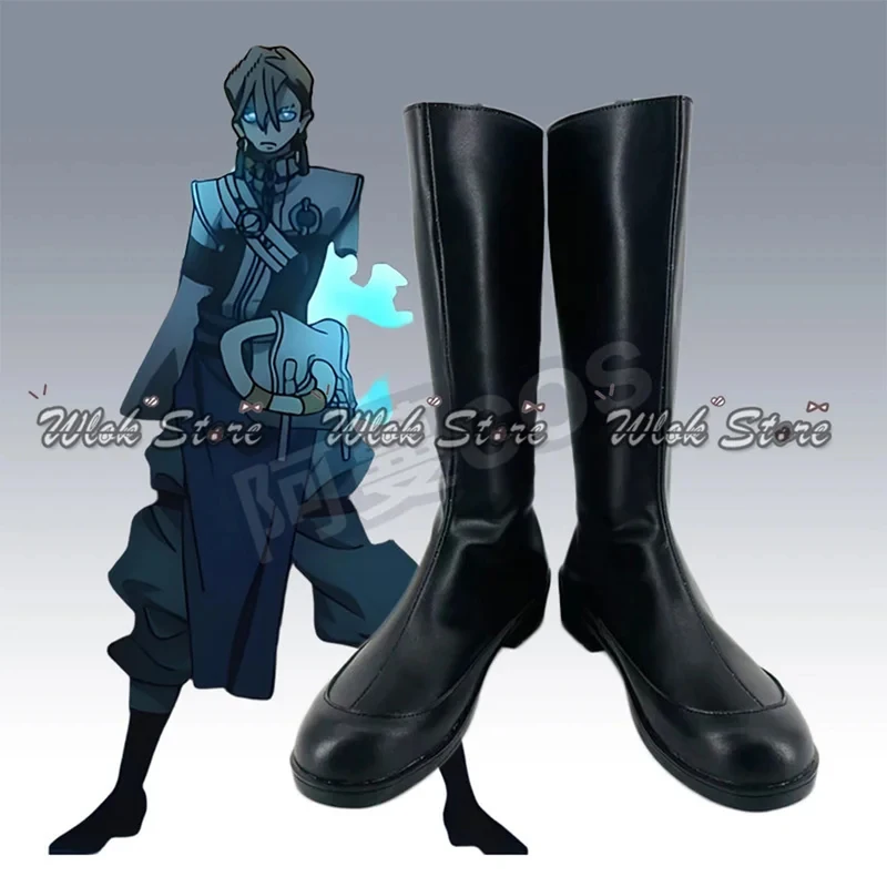 

ABC123Anime AKUTA Zanka Nijiku Cosplay Shoes Black Boots Knee-high Men Women Anime Halloween Carnival Party Role Play 3;b,6/k'5;