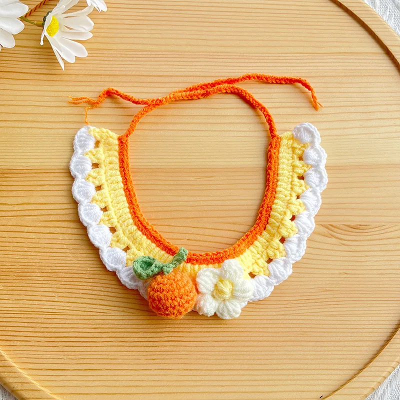 

Hand-Weaven Adjustable Elastic Pet Scarf Pets Knitted Neck, Cat Flower Knitted Collar, Dog Woolen Sweater Towel, Cute Decoration
