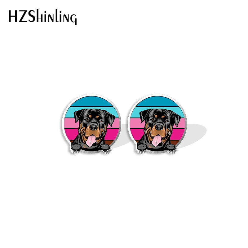 2021 New Rottweiler Stud Earring Lovely Dog Acrylic Resin Earrings Epoxy Handmade Jewelry Gifts Friends