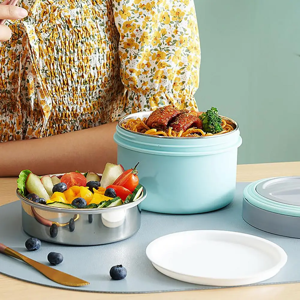 Insulated Lunch Box for Office 800ml/1200ml Stainless Steel Insulated Lunch Box 2-tier Leakproof Food Container for Work