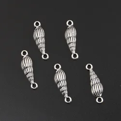 35pcs Silver Color 27x8mm Conch Sea Snail Charms Connector Pedant Beach Gifts For DIY Handmade Metal Jewelry Making Accessorie