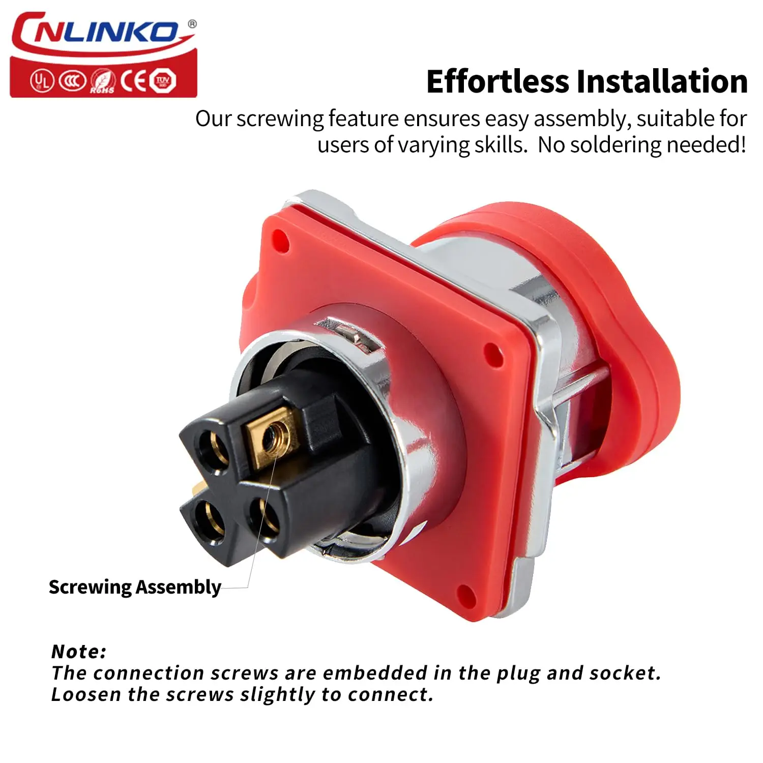 CNLINKO LP24 Quick Screw Locking Connector 2/3 Pin Industrial AC Power Waterproof IP68 25A Lock Line O.D10.5~14mm Wire Connector