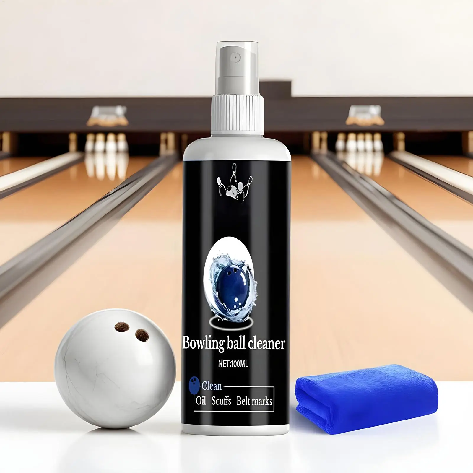 100ml Bowling Ball Cleaning Spray Efficient Oil Removal Polish Cleaning liquid Spray With Towel Bowling Ball Accessories