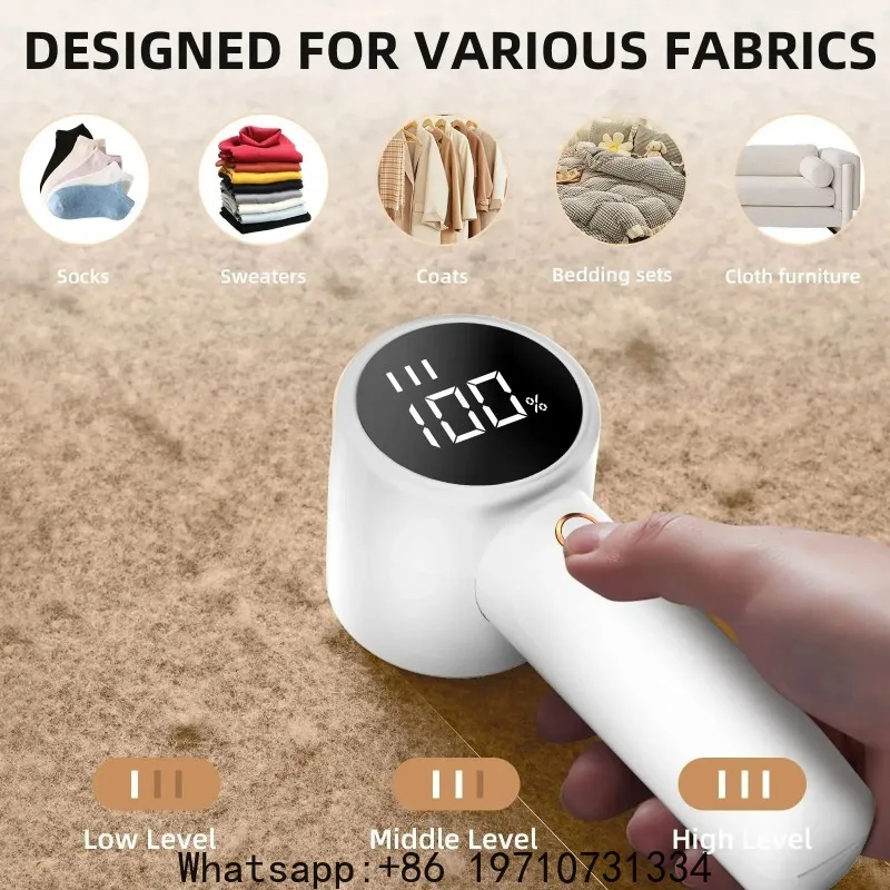 

New Household Electric Lint Remover 3 Gears Adjustable LED Digital Display Hairball Trimmer Wireless Portable Sweater Epilator