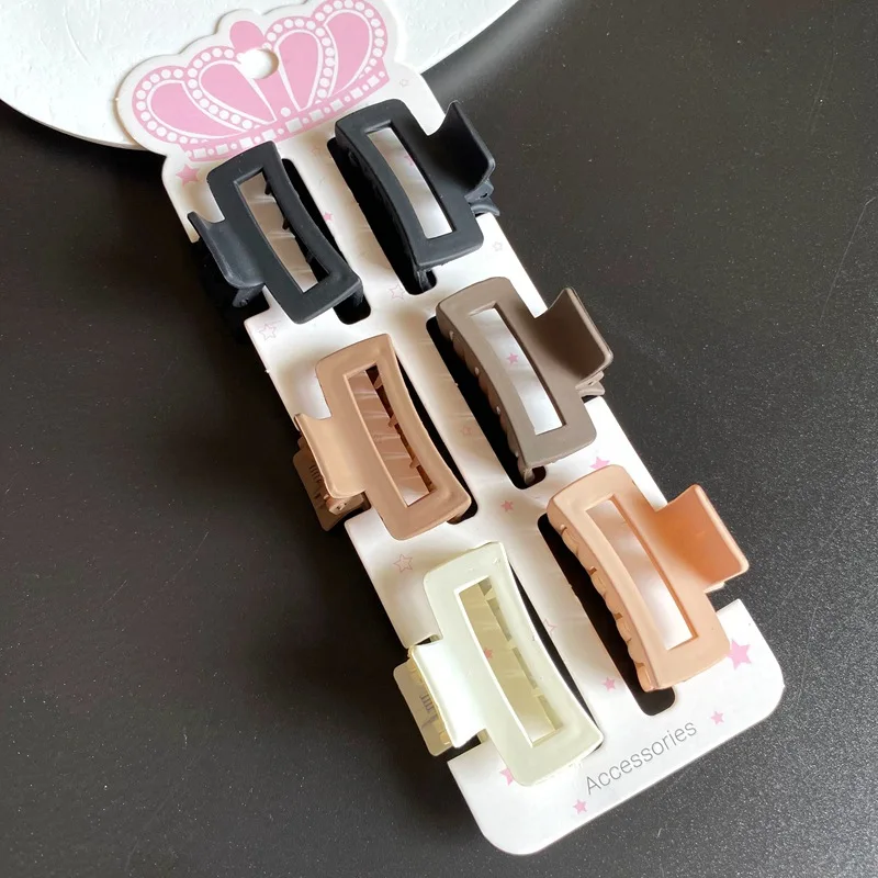 6pcs/set Small Claw Clips For Thin Hair Mini Hair Clips No Slip Geometry Square Medium Claw Clips Hair Accessories Women Girls