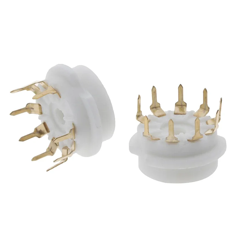 1Pc Gold Plated 9pin Pcb Ceramic Tube Socket Valve Base For 12AX7 12AU7 ECC83