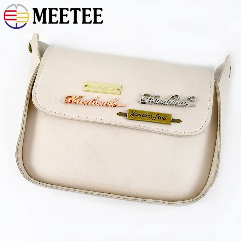 10/20pcs Meetee Metal Bag Labels Tag Handmade Handcrafted Decorative Buckle Clasp Purse Luggage DIY Sewing Hardware Accessories