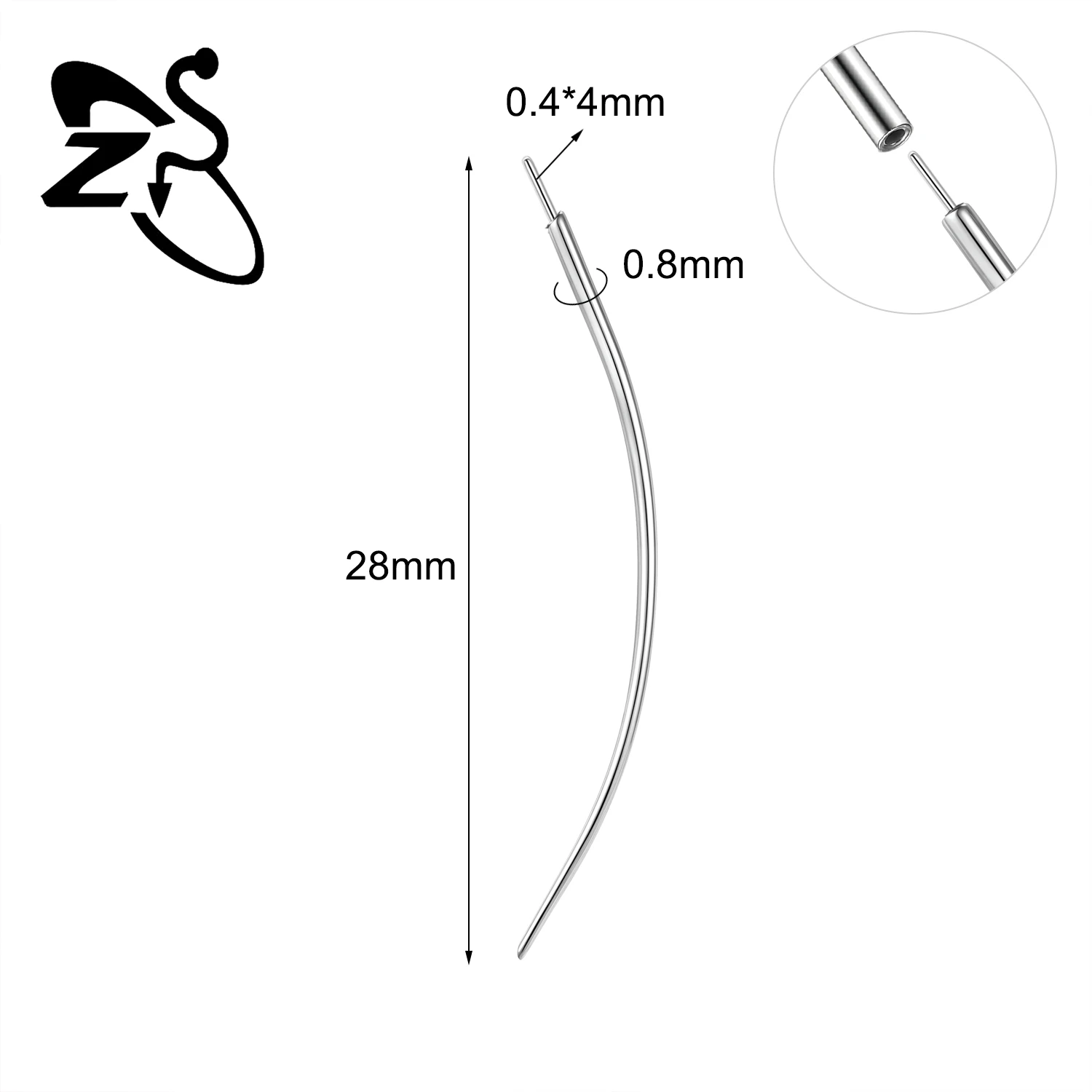 ZS 1 ST Recht Gebogen Rvs Taper Tool Draadloze Inbrengen Schroef Op Assistent Kit Voor Oor/Neus/Navel piercing Gereedschap