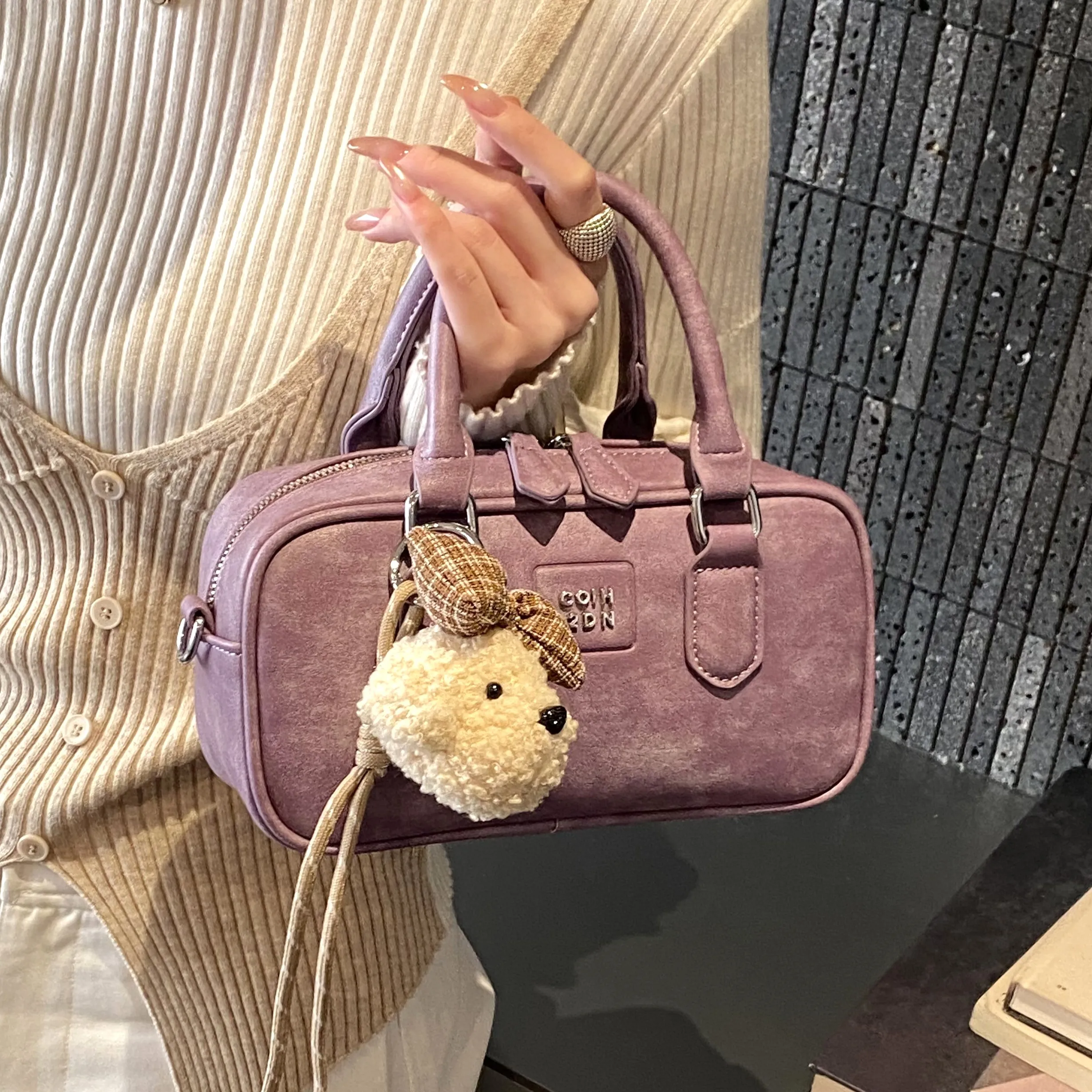 

Женская модная сумка-боулинг классического однотонного цвета, новая весенняя сумка через плечо, милая женская сумочка, сумка на плечо.