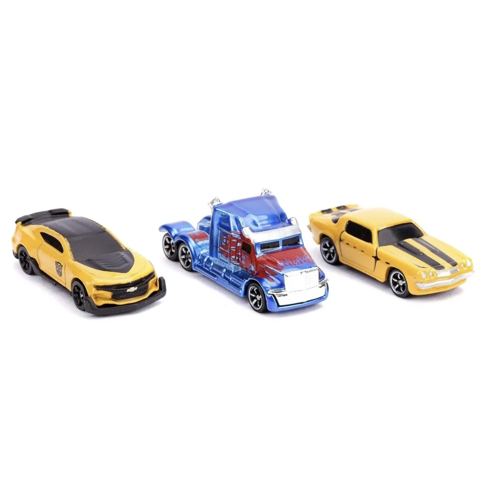 Transformers Set of 3 Nano Die-cast Optimus Prime, Starscream, G1 Bumblebee VW Beetle Toy Cars Set 4 cm Toys for Kids and Adults