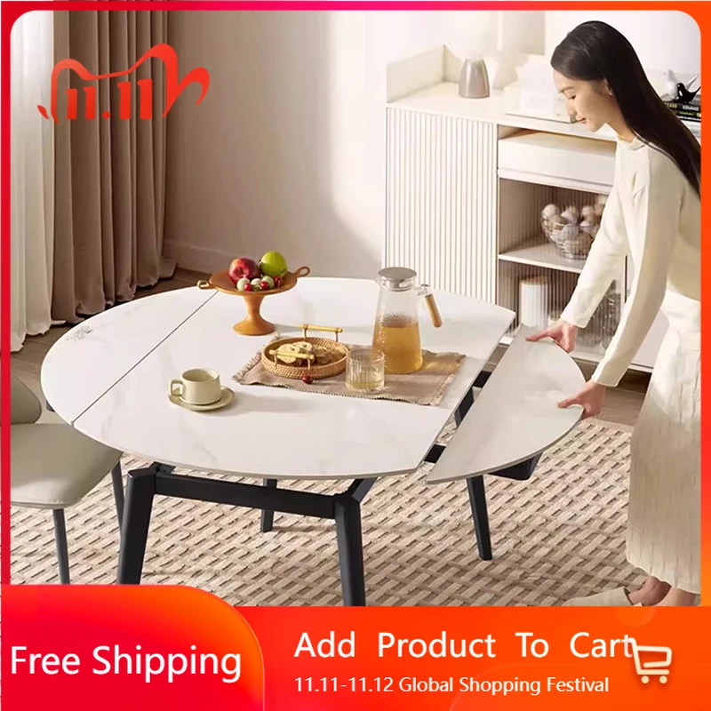 

Складной круглый обеденный стол, экономящий место, дизайнерский кухонный обеденный стол для ресторана, гостиная, роскошная высокая мебель Muebles, домашняя мебель