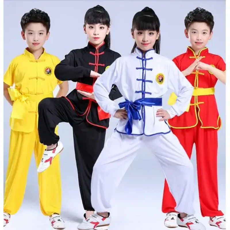 Roupas de Wushu chinês tradicional para crianças, uniforme de artes marciais para crianças, terno Kung Fu, traje de palco para meninos e meninas, quente 2020