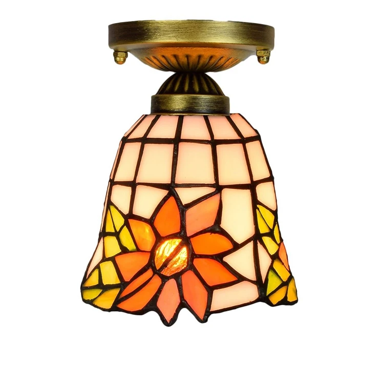 

Tiffany Sunflower Style Night Mini Accent Lamp Lamps Stained Glass Price Fan With Light Panel Modern Led Ceiling Lights