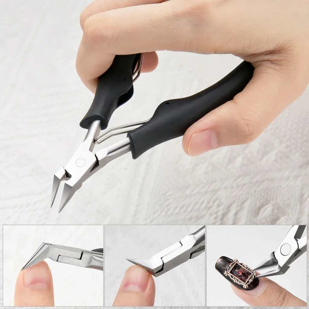 1/4PC Ingrown Toenail Tool Set Heavy Thick Nail Clippers Precision Nipper Emery File for Elderly Tough Toenails Stainless Steel 6