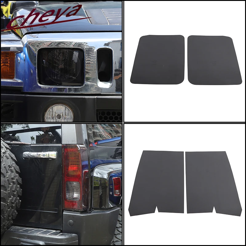 

For Hummer H3 SUV 2005-2009 PVC Precut Black Car Front Headlight Sticker Vinyl Taillight Film Tint Rear Lamp Sticker