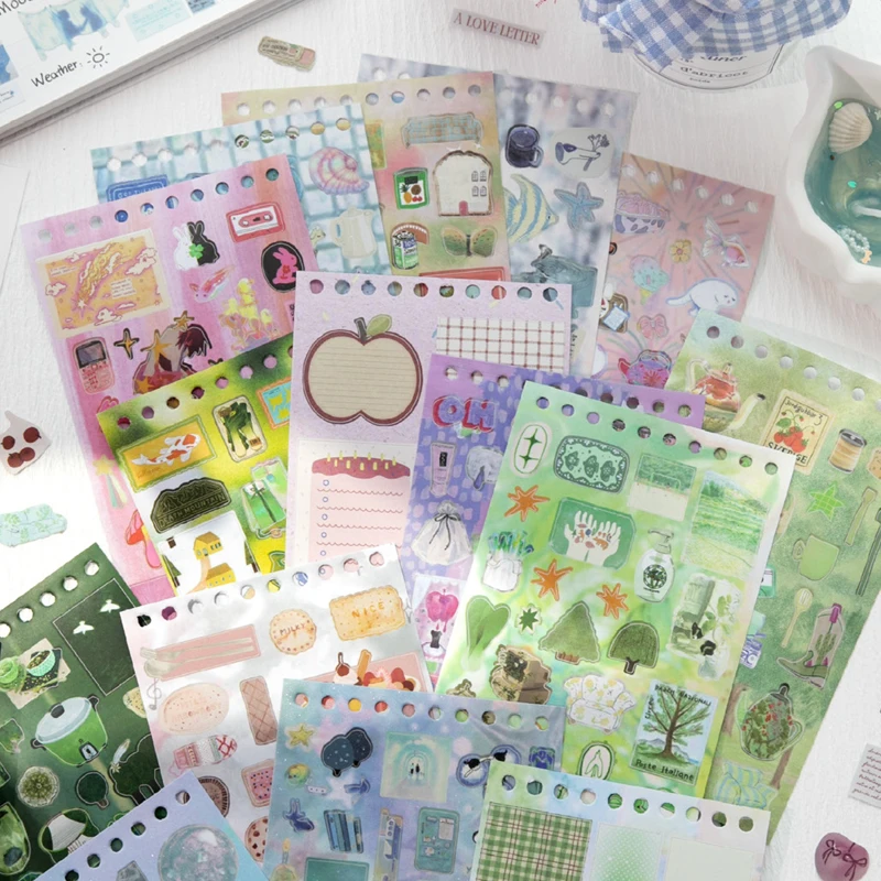 Mr.Paper 30 Blatt/Buch Virtuelles Garten-Stickerbuch, Niedliche Y2K Ästhetische Aufkleber für Journal Scrapbooking DIY Deko