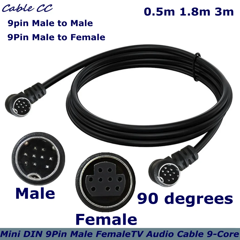S Video Cord DIN 9Pin Male to Male，Male to Female S Sound Cable for Video Devices Like Receiver Projector Camera Connection