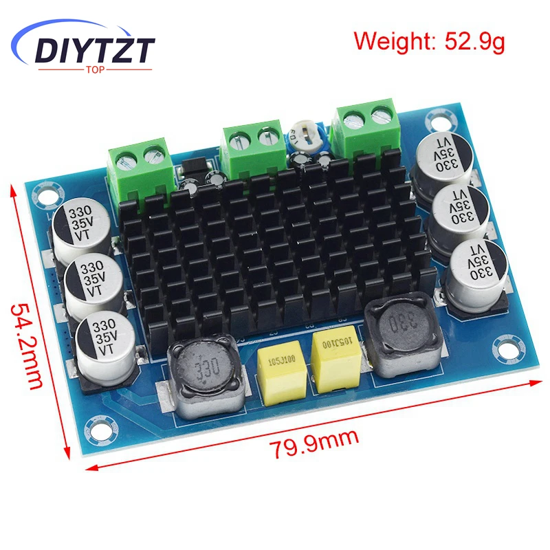 DIYTZT XH-M542 TPA3116 D2 Digital Power Amplifier Board 100W High Power Mono Audio Amplifier Module