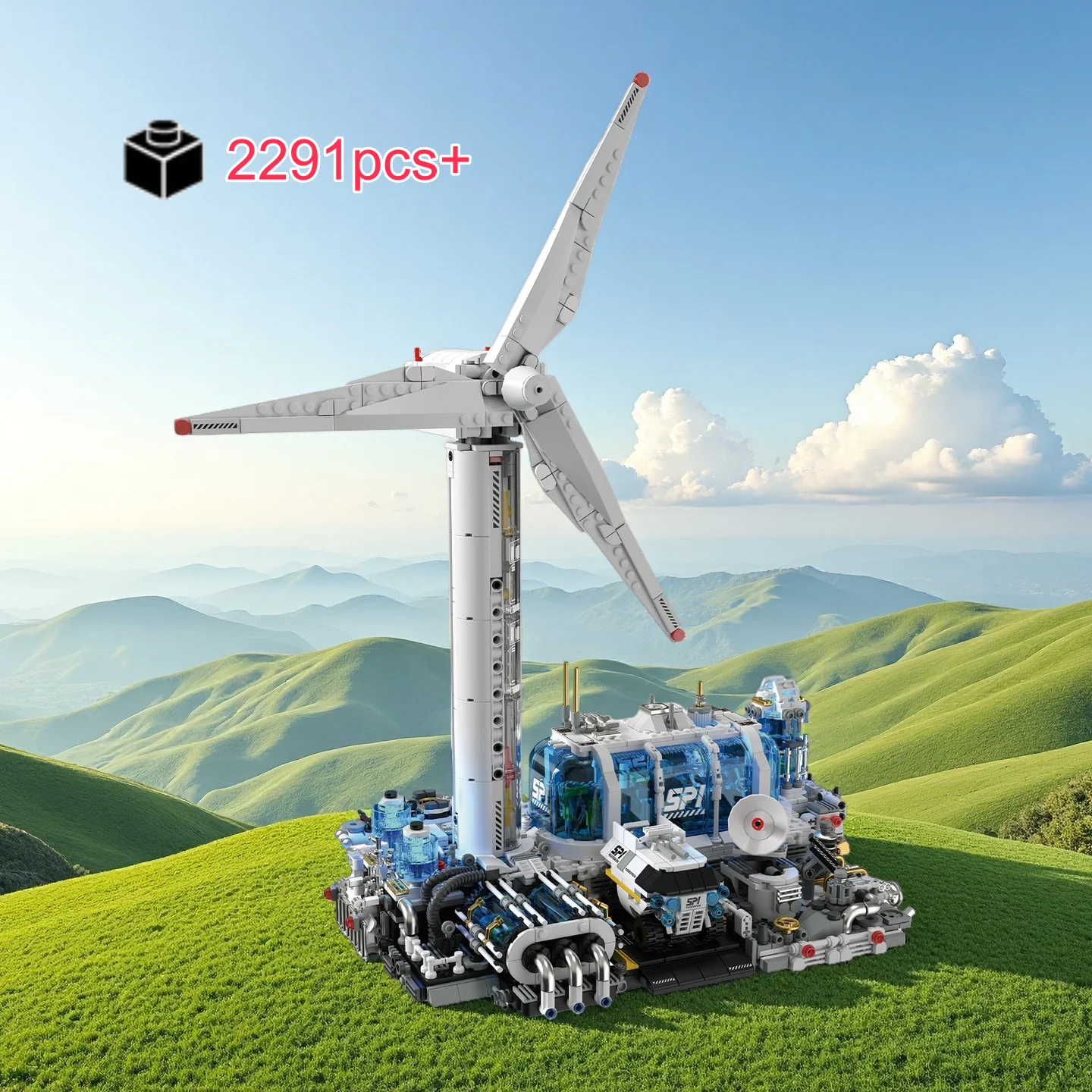 2291 stücke NEUE Technische Windkraft Anlage Modell Gebäude Kit Mit Leuchten Funktion DIY Montage Ziegel Geburtstag Weihnachten Geschenke