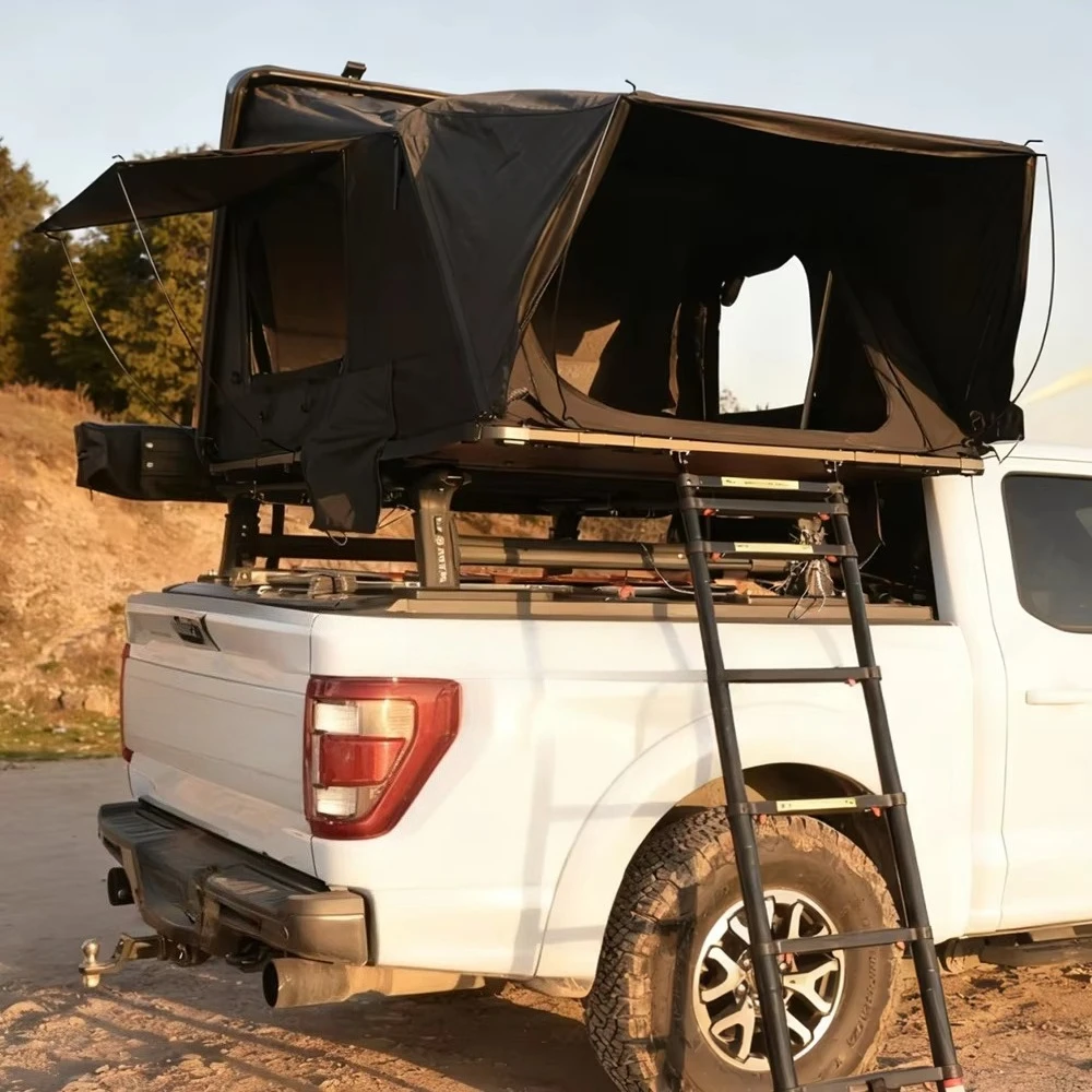 

Quick Setup Waterproof Square Fiberglass Hard Shell Roof Top Tent with Canvas Fabric for 4x4 Vehicles