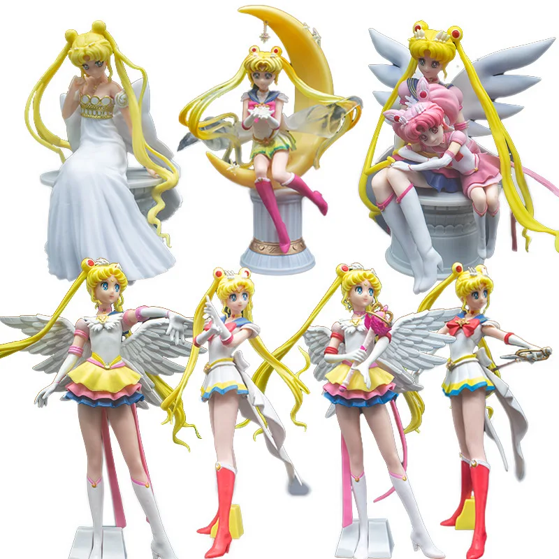 Classic Anime Figures Female Warrior Moon Hare Doll Charm Angel Sailor  Hare Kawaii  PVC Model Cake Decoration Gift For Girls