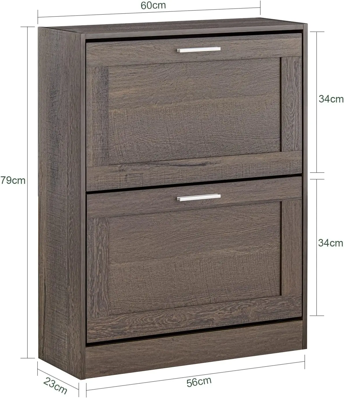 Shoe Storage Cabinet Entryway, Slim Rack Freestanding, Narrow Organizer 2 Flip-Drawers Cupboard for Mudroom Front