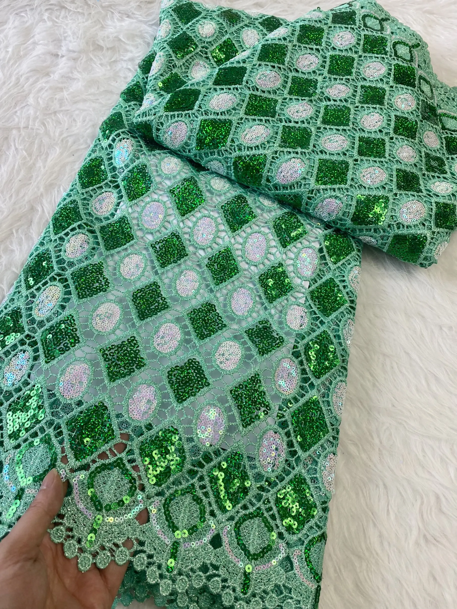 

High Quality African Cotton Rhinestone Lace Fabric,Wedding Dresses,Embroidery Tulle,Fabrics By The Meter,Fashion Nigerian 5Yards