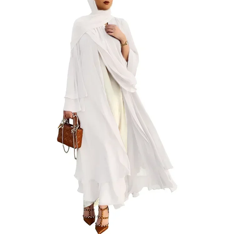 

Chiffon Cardigan Loose Dress Muslim Abayas for Women Dubai Indian Dress Muslim Moroccan Dress Fashion Temperament Casual Abayas