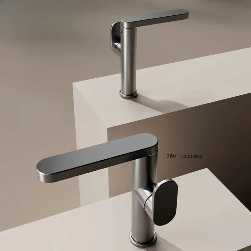 Aluminum Alloy Hot Cold Basin Faucet, Bathroom Wash Sink Mixer Tap Home Hotel Use 360° Degree Rotatable
