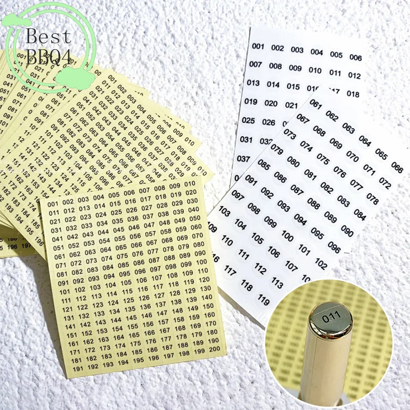

(BBQ4)1/4sheet Waterproof Laser Number Label Stickers For Craft Self Adhesive Nail Polish Lipstick Color Number Tags Sticker