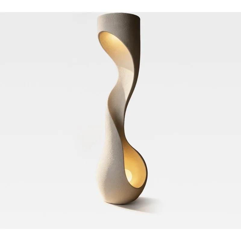 Abstract and simple modern wave shape decorative floor lamp, cream wind villa living room bedroom creative art lamp
