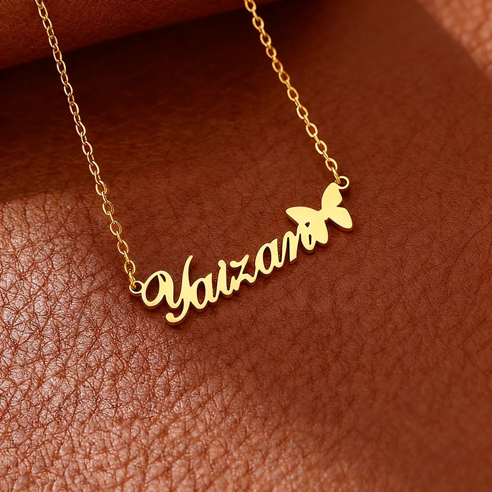 

Custom Butterfly Name Necklaces For Women Stainless Steel Customized Necklace Pendant Female Personalized Neck Chain Jewelry