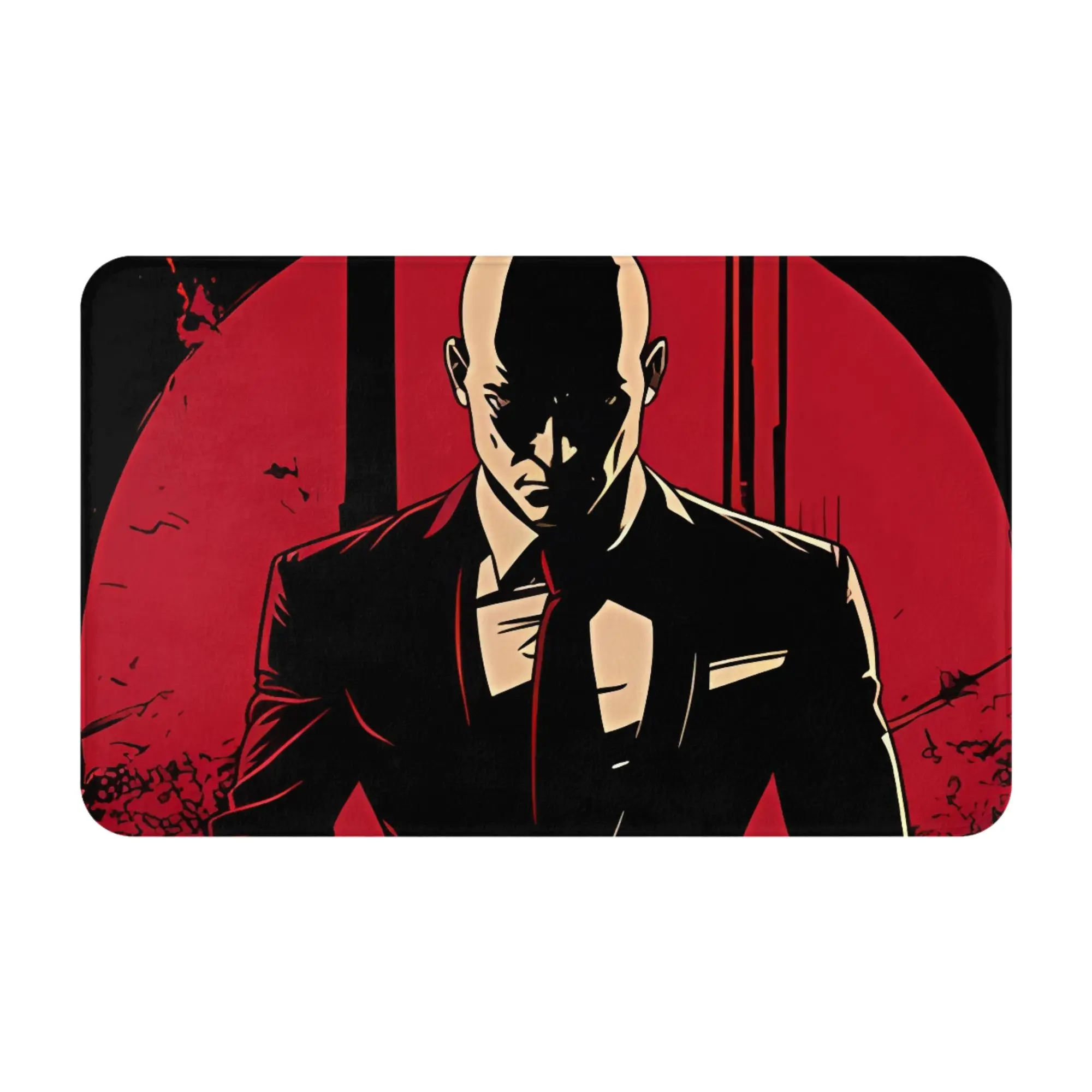 Agent 47 black and red Christmas Decorations Bedroom Mat Hitman Doormat Living Room Carpet Outdoor Rug Home Decoration