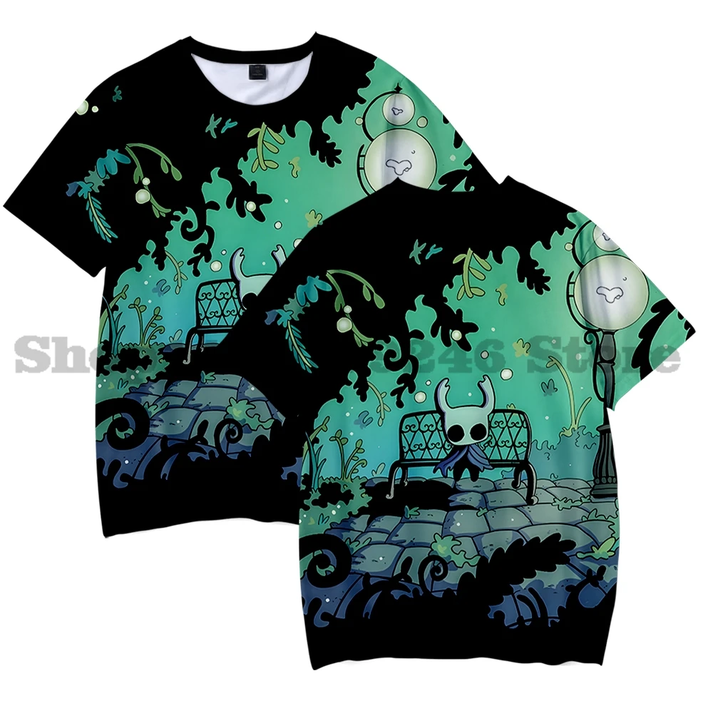 

Футболка Hollow Knight Silksong Game Merch с круглым вырезом и коротким рукавом с 3D принтом, летняя мужская/женская уличная футболка в стиле Харадзюку, стиль2